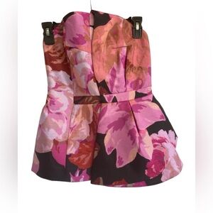 Cameo strapless abstract floral bustier Top Size Small